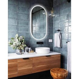 Овальное зеркало в ванную комнату с подсветкой Бареджо 90х120 см